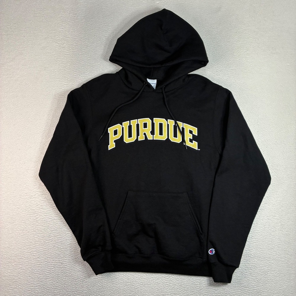Champion Purdue Hoodie Men S Black Sweatshirt Pullover Boilermakers Spellout Y2K